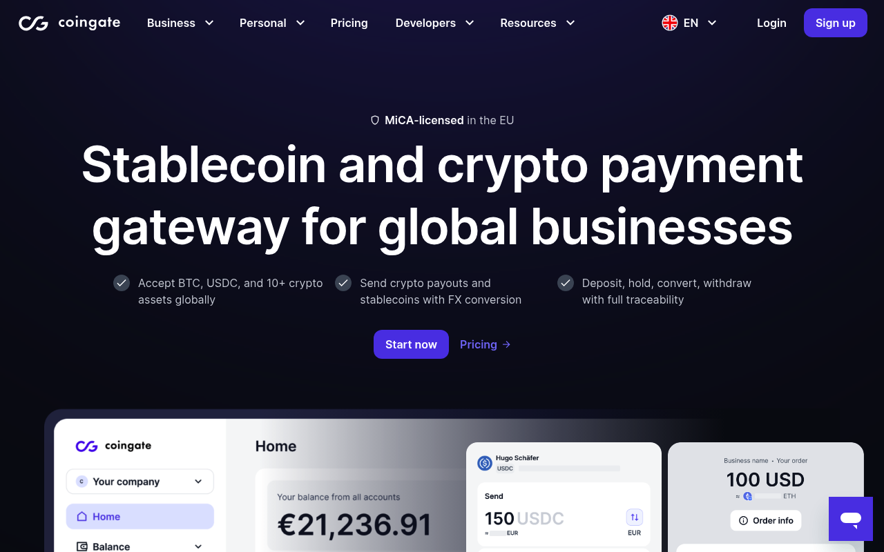 CoinGate website screenshot