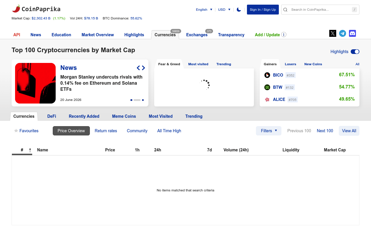 CoinPaprika screenshot
