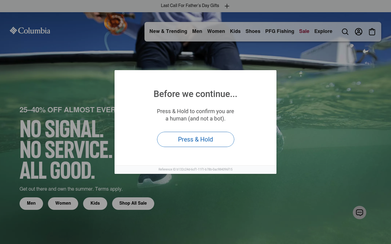 Columbia Sportswear website screenshot