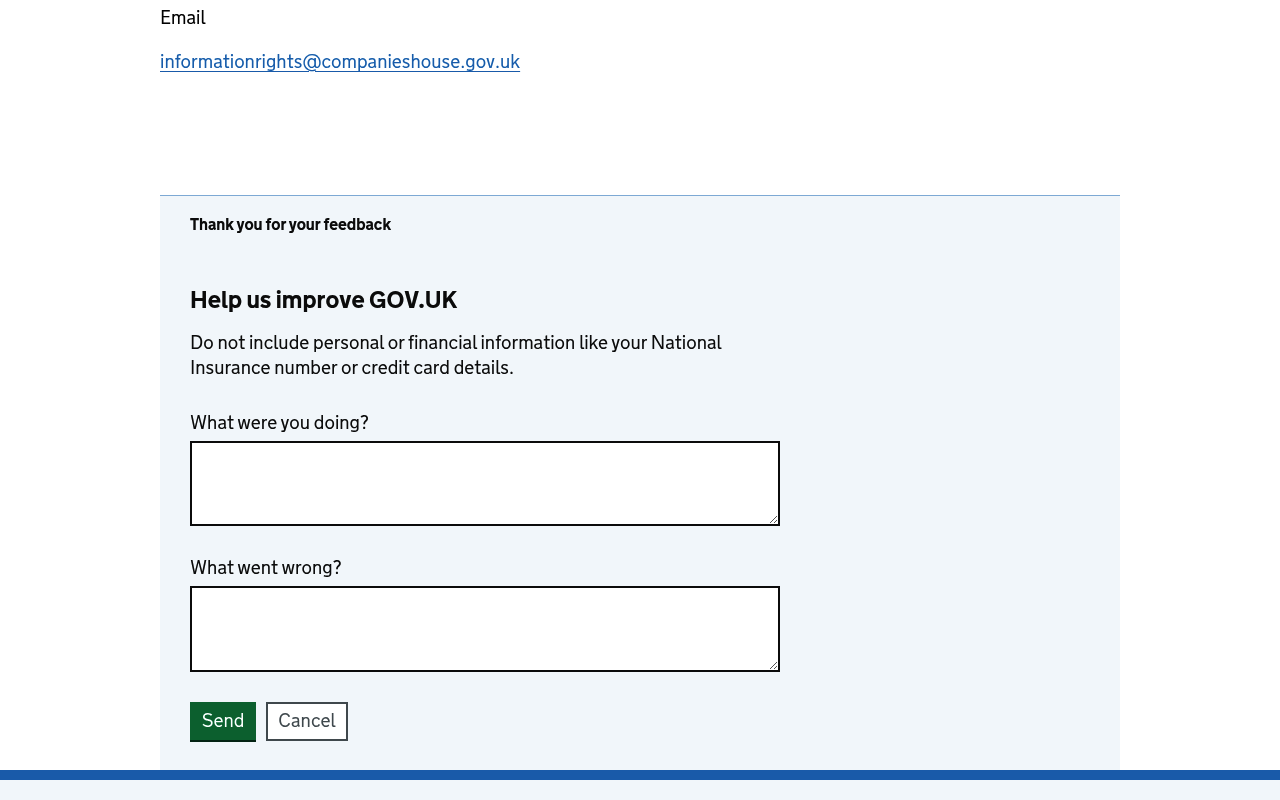 Companies House screenshot