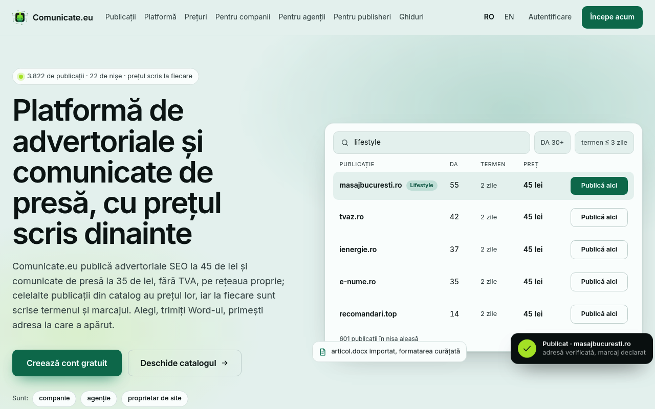 Comunicate.top API screenshot