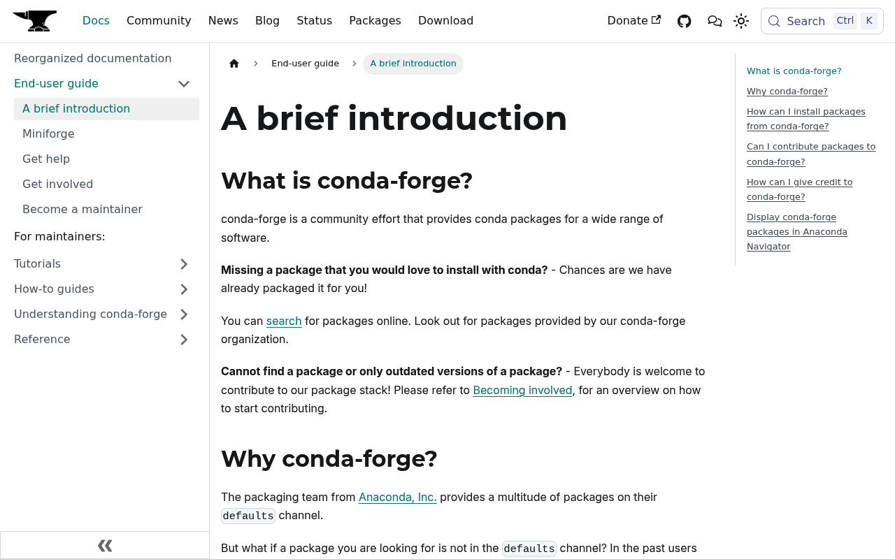 conda-forge website screenshot