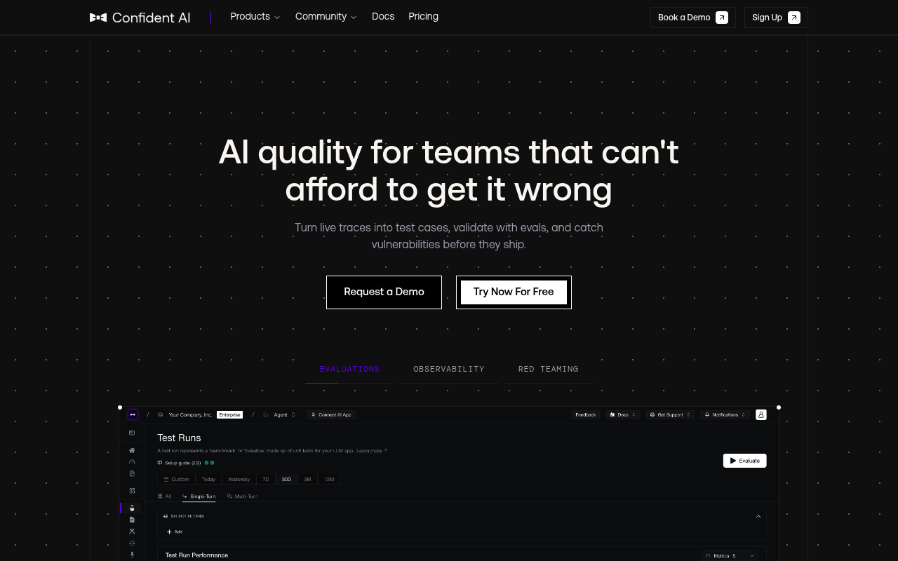 Confident AI website screenshot