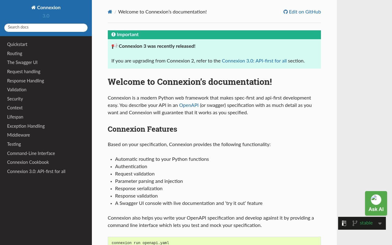 Connexion website screenshot