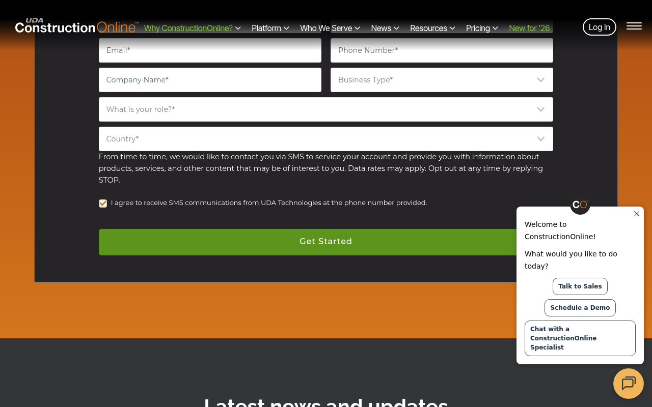 ConstructionOnline website screenshot