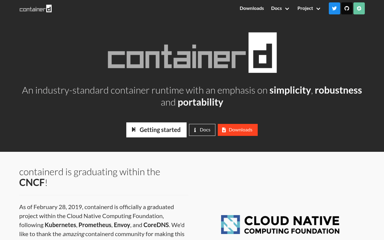 Containerd website screenshot
