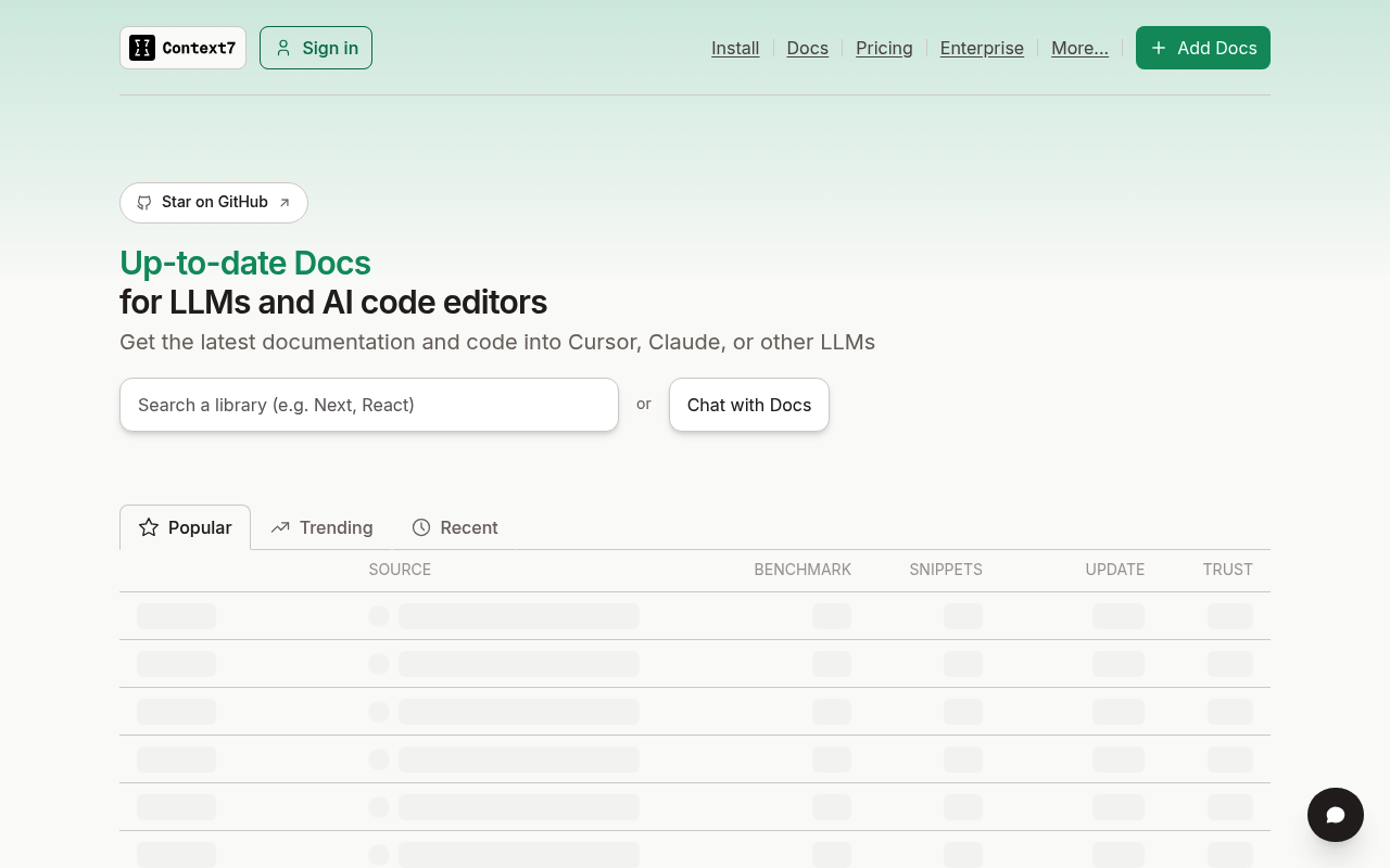 Context7 website screenshot