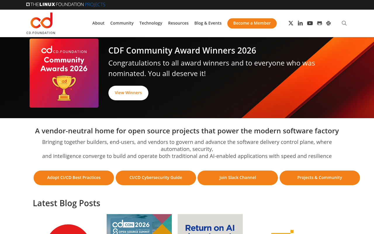 Continuous Delivery Foundation website screenshot