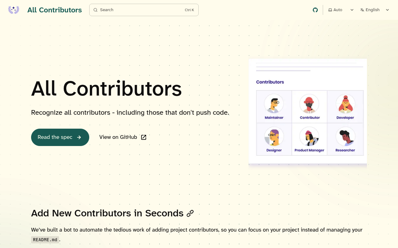 CONTRIBUTORS.md website screenshot