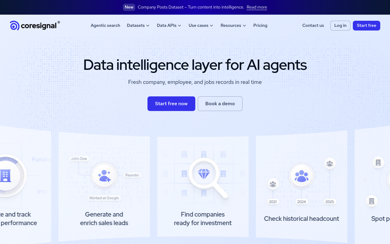 Coresignal website screenshot
