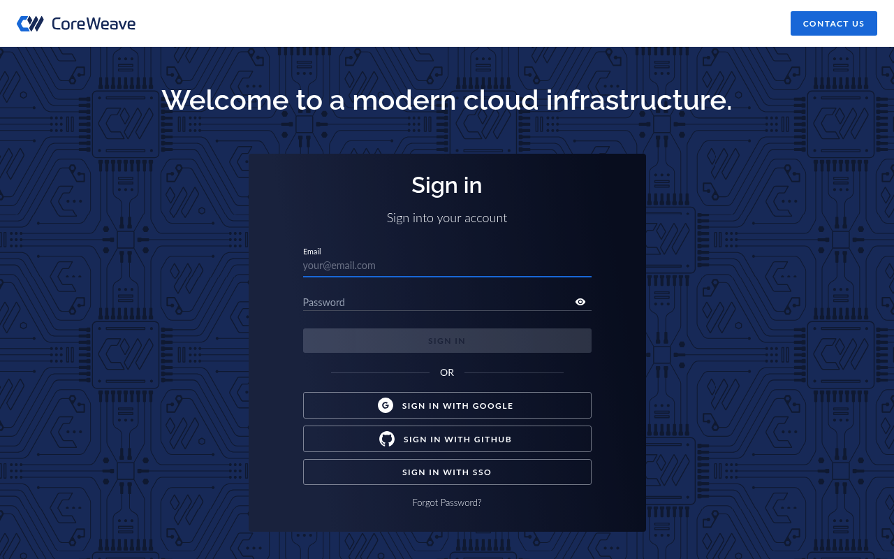 CoreWeave website screenshot