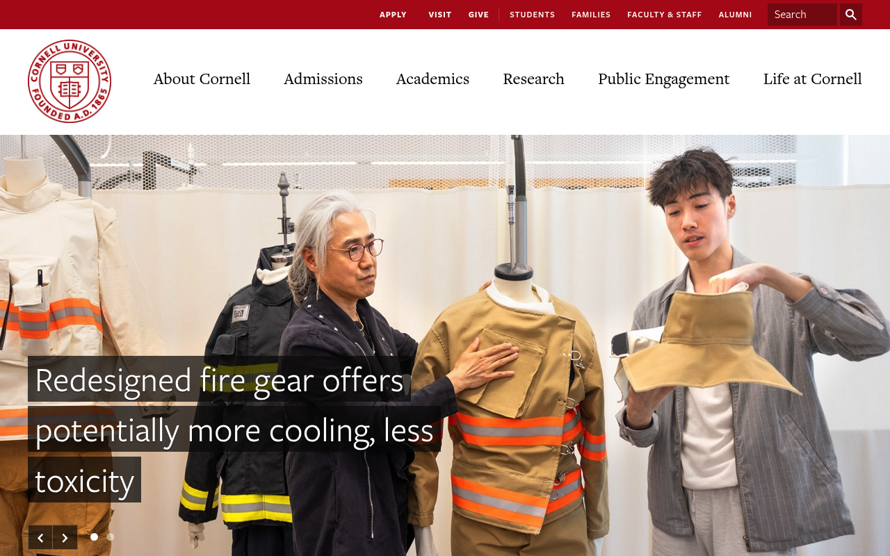 Cornell University website screenshot