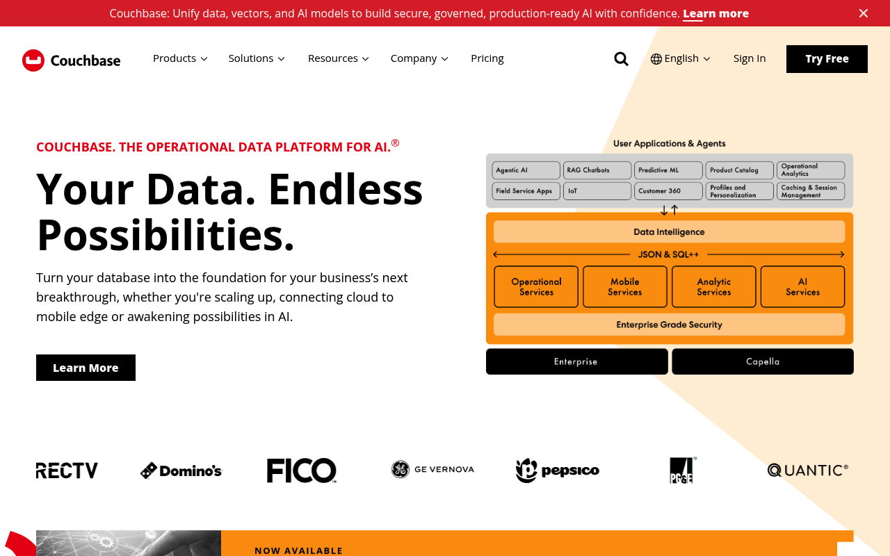 Couchbase website screenshot
