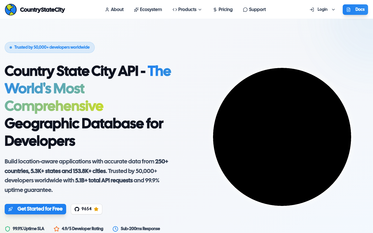 Country State City API website screenshot