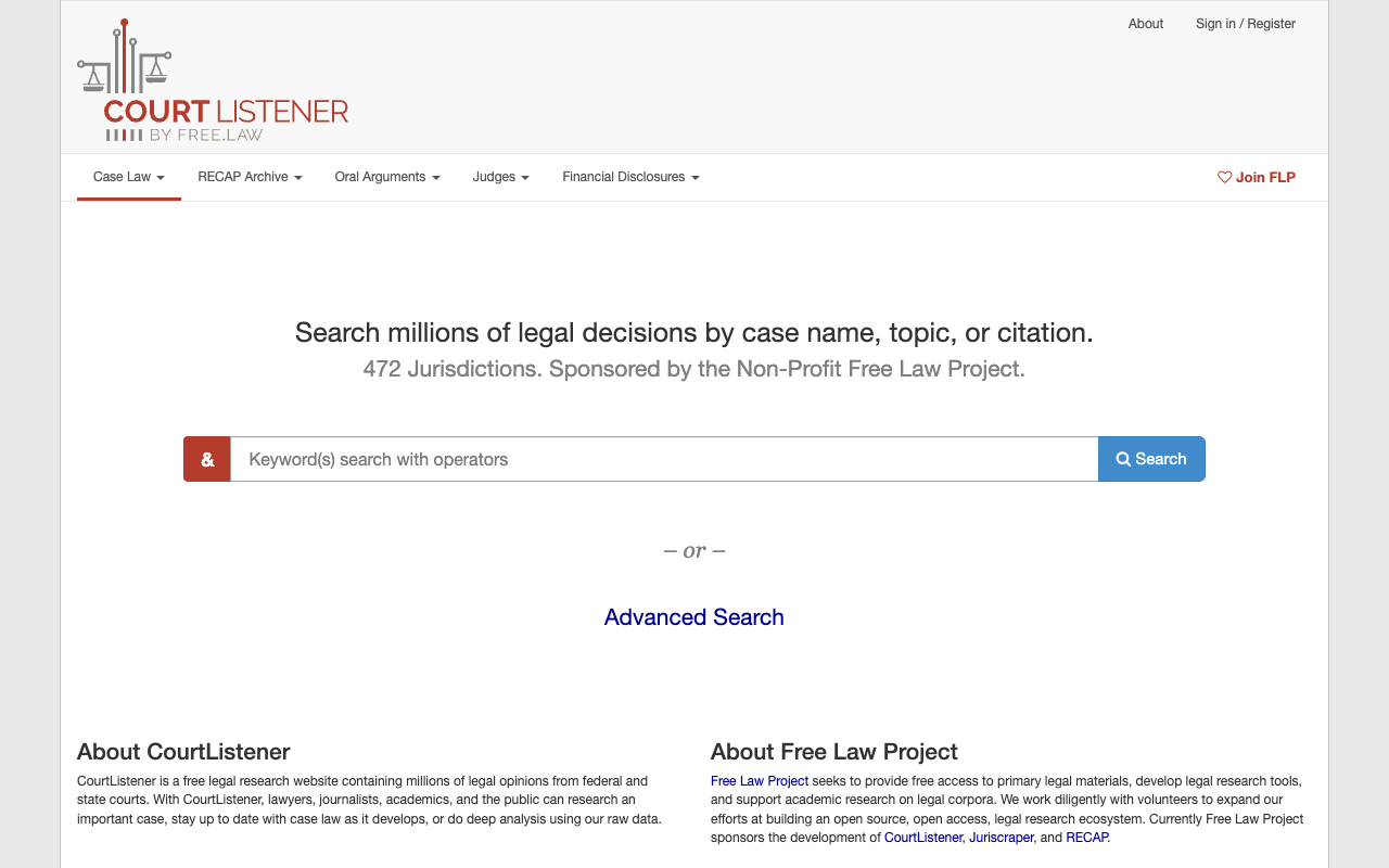 CourtListener website screenshot