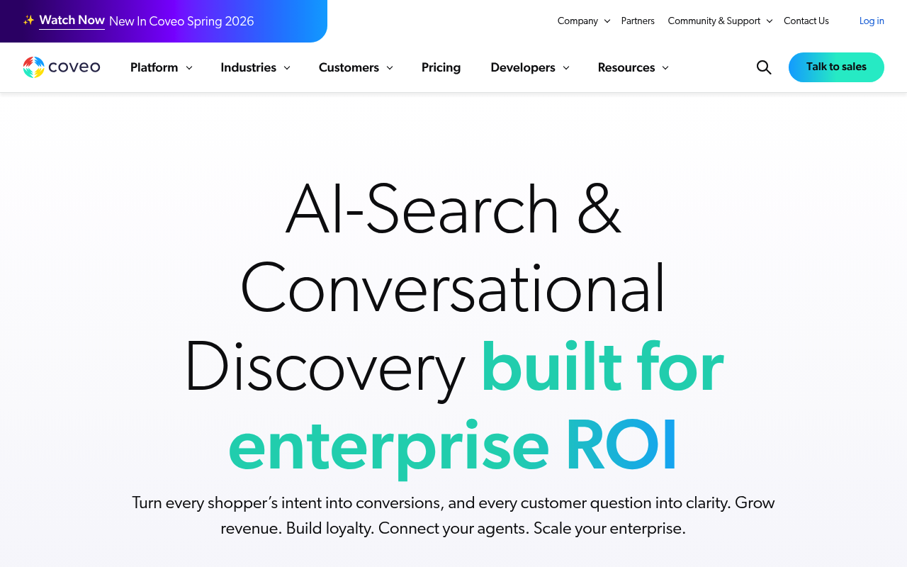 Coveo website screenshot