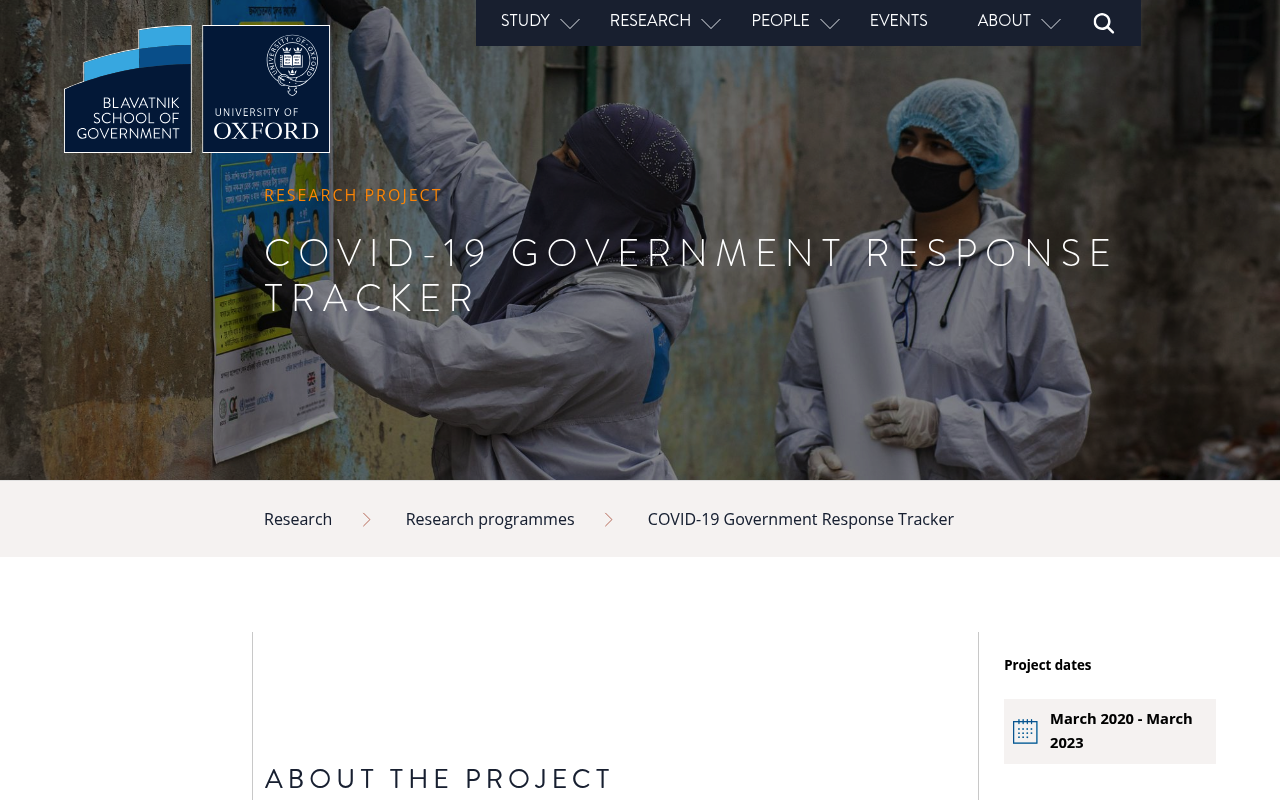 Covid-19 Government Response website screenshot