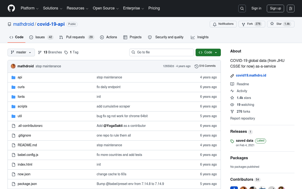 Covid-19 Live Data website screenshot
