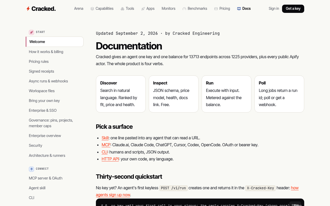 Cracked API website screenshot
