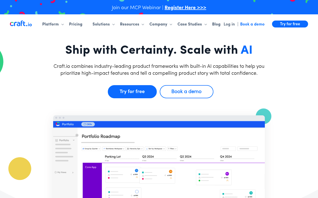 Craft.io website screenshot