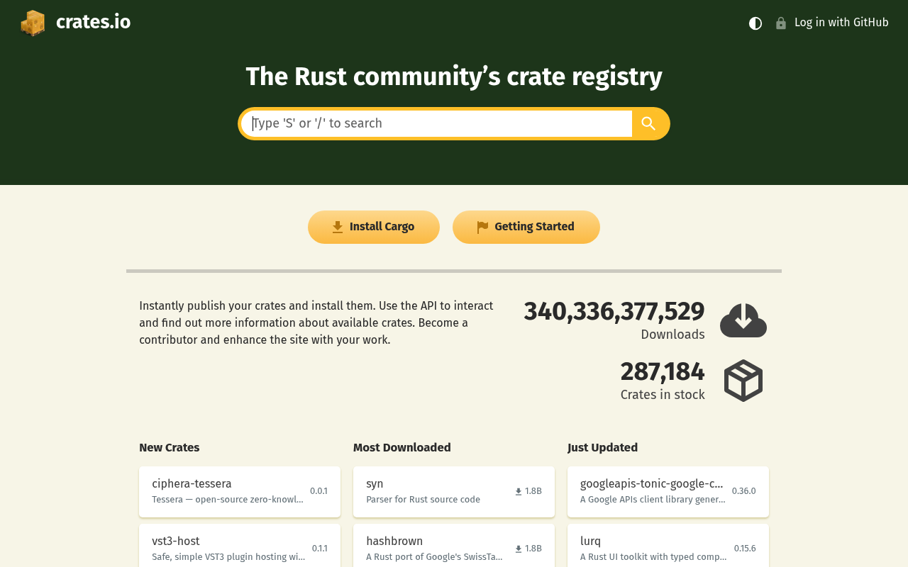 crates.io website screenshot