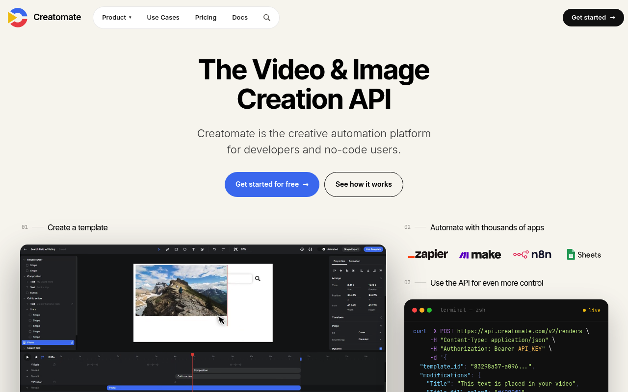 Creatomate website screenshot