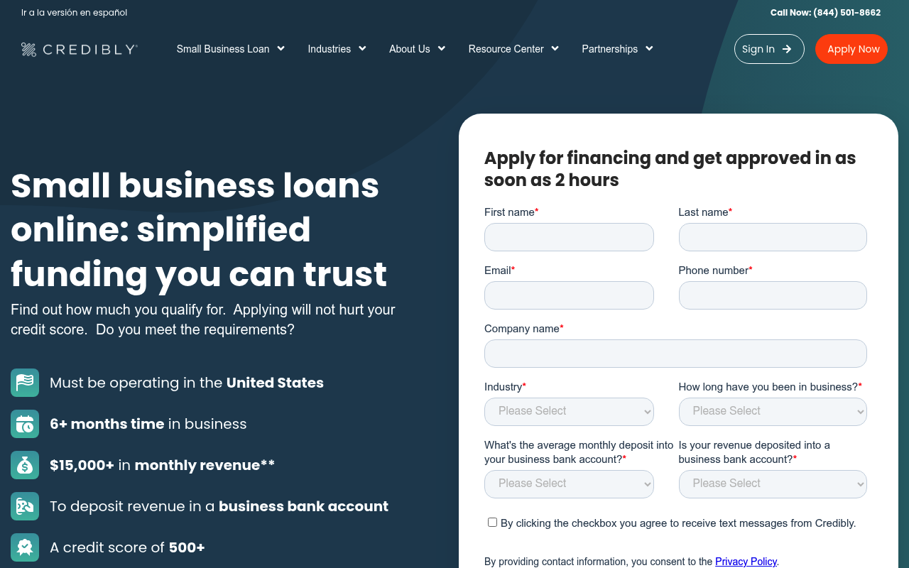 Credibly website screenshot