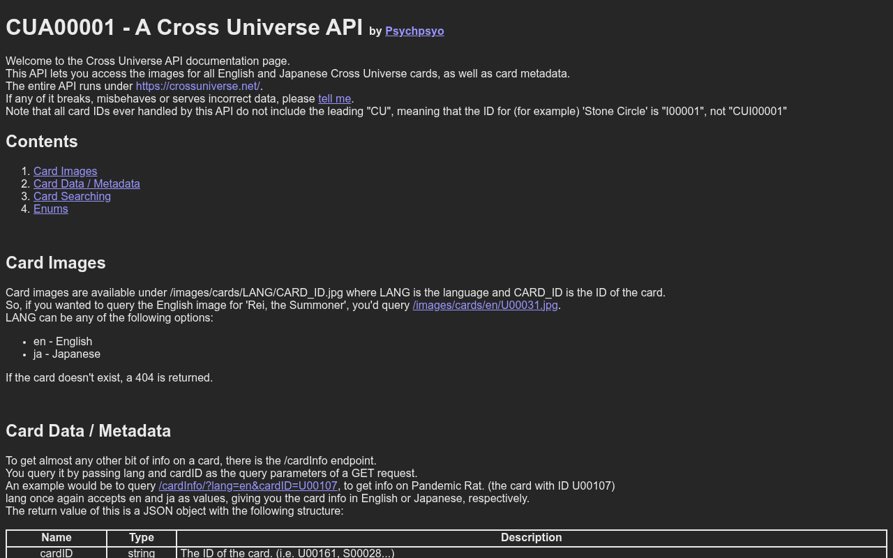 Cross Universe website screenshot