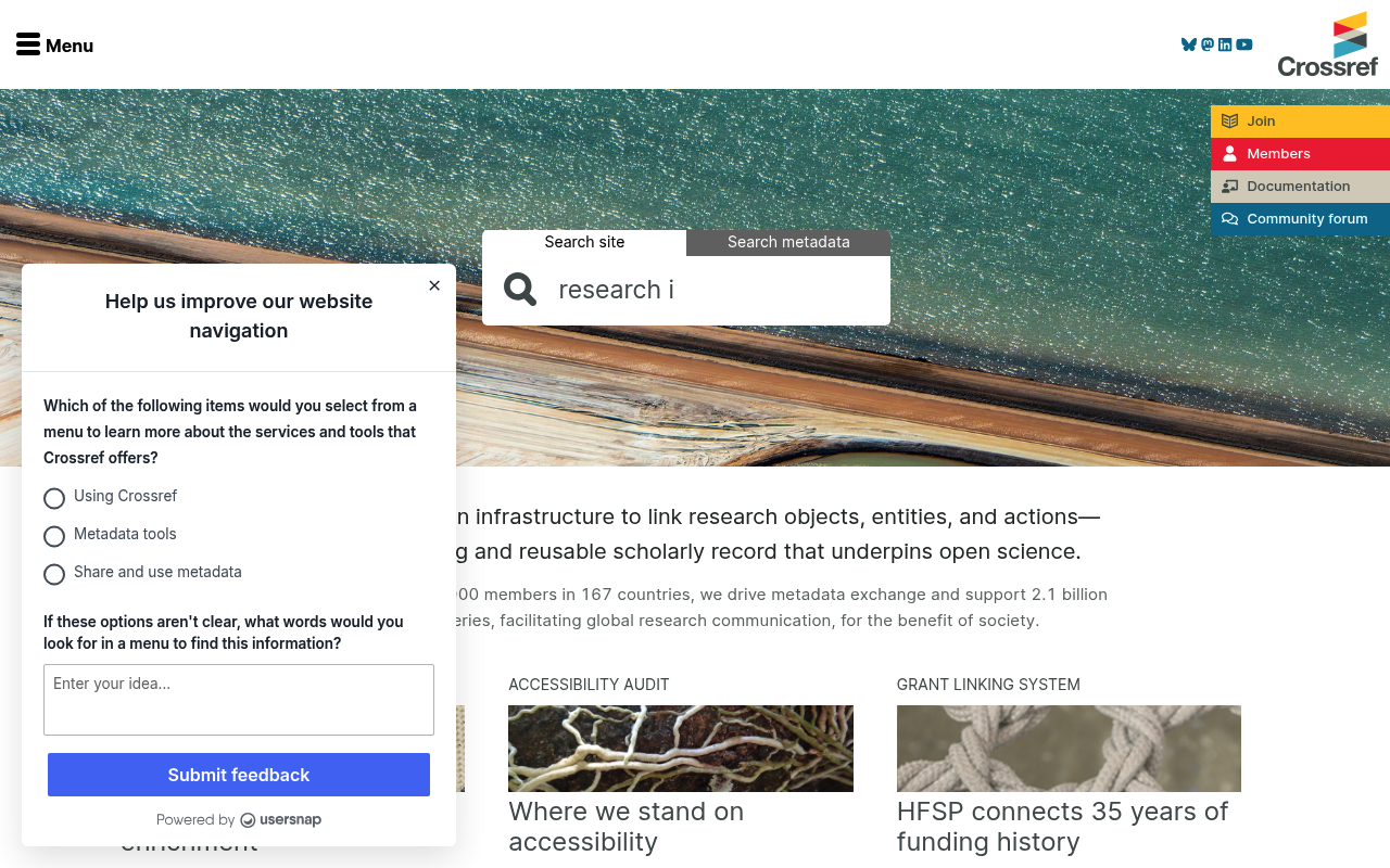 Crossref website screenshot
