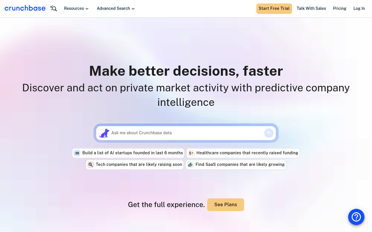 Crunchbase website screenshot