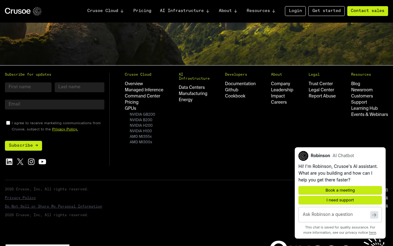 Crusoe website screenshot