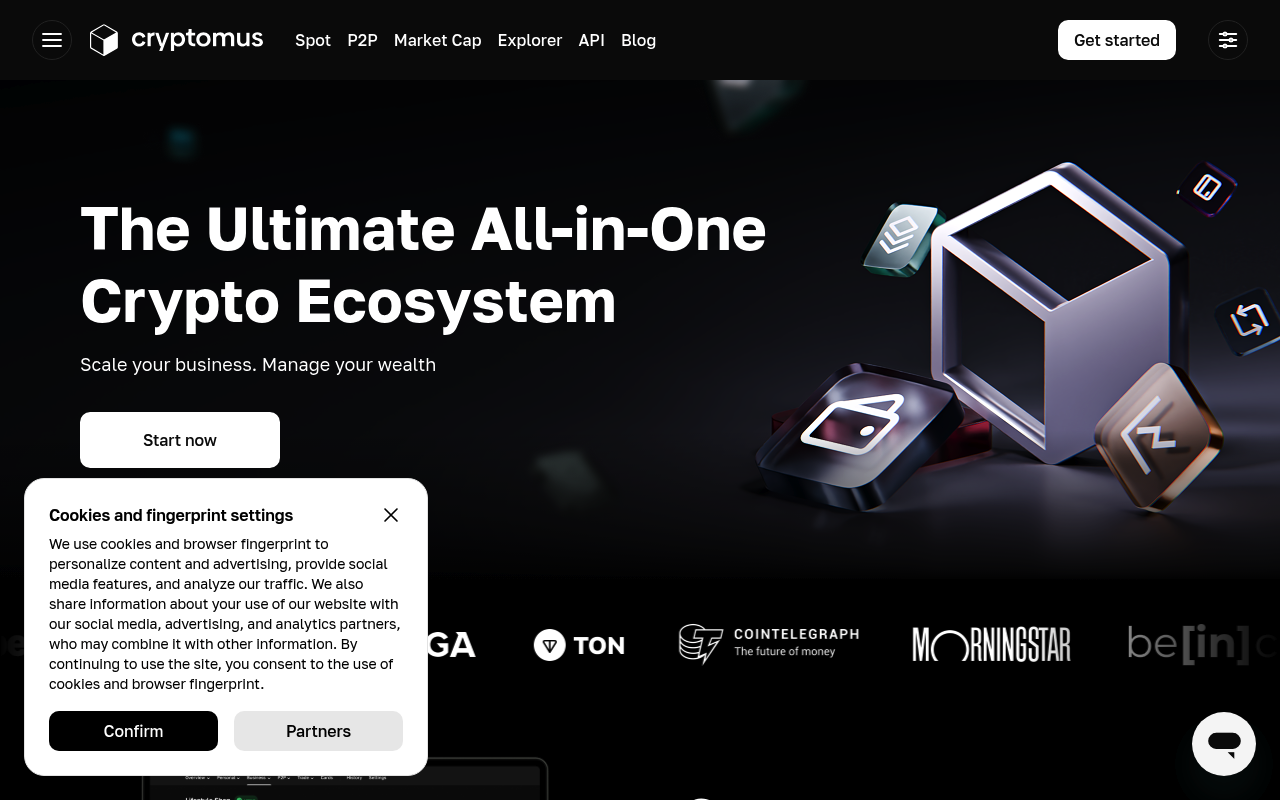 Cryptomus website screenshot