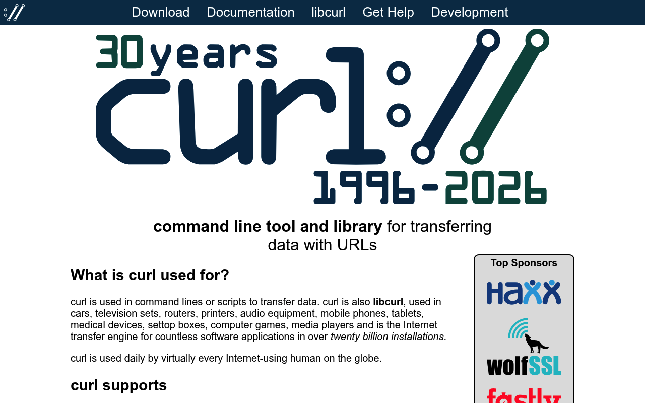 cURL website screenshot