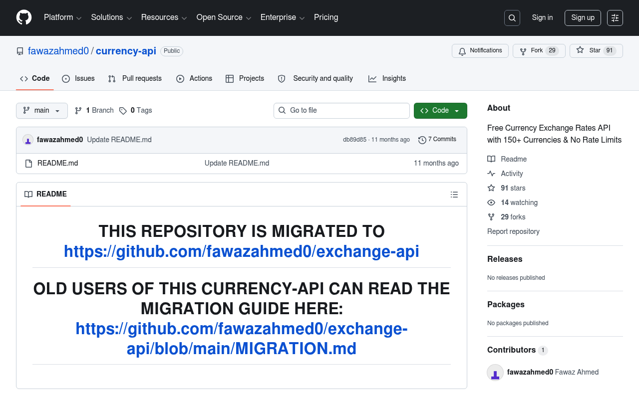 Currency-api website screenshot