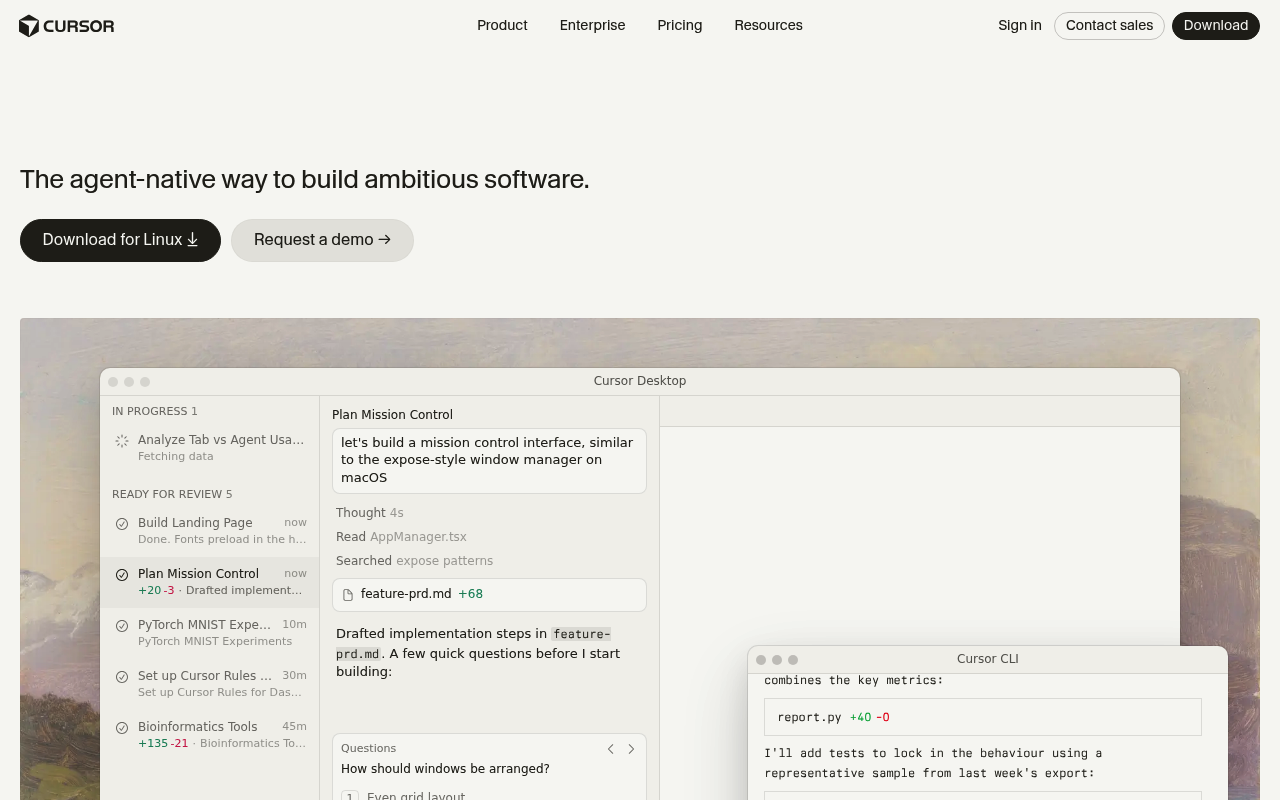 Cursor website screenshot