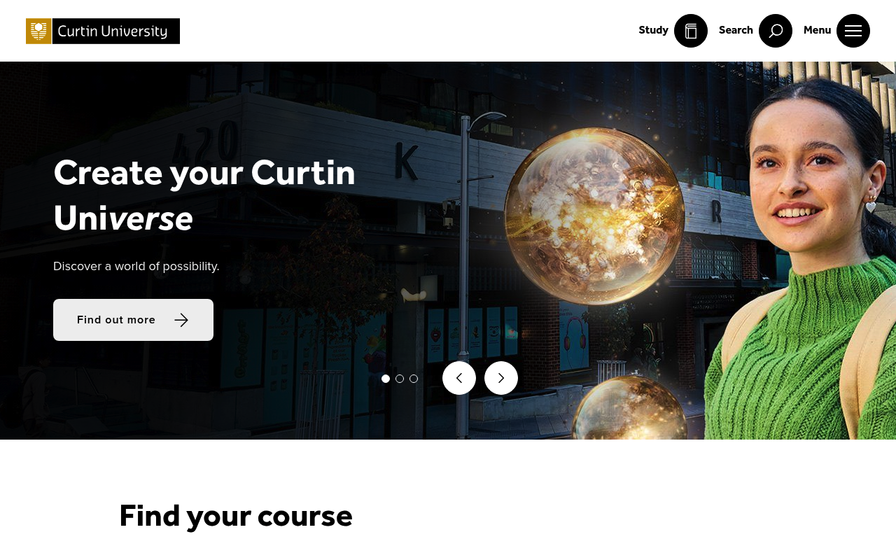 Curtin University website screenshot
