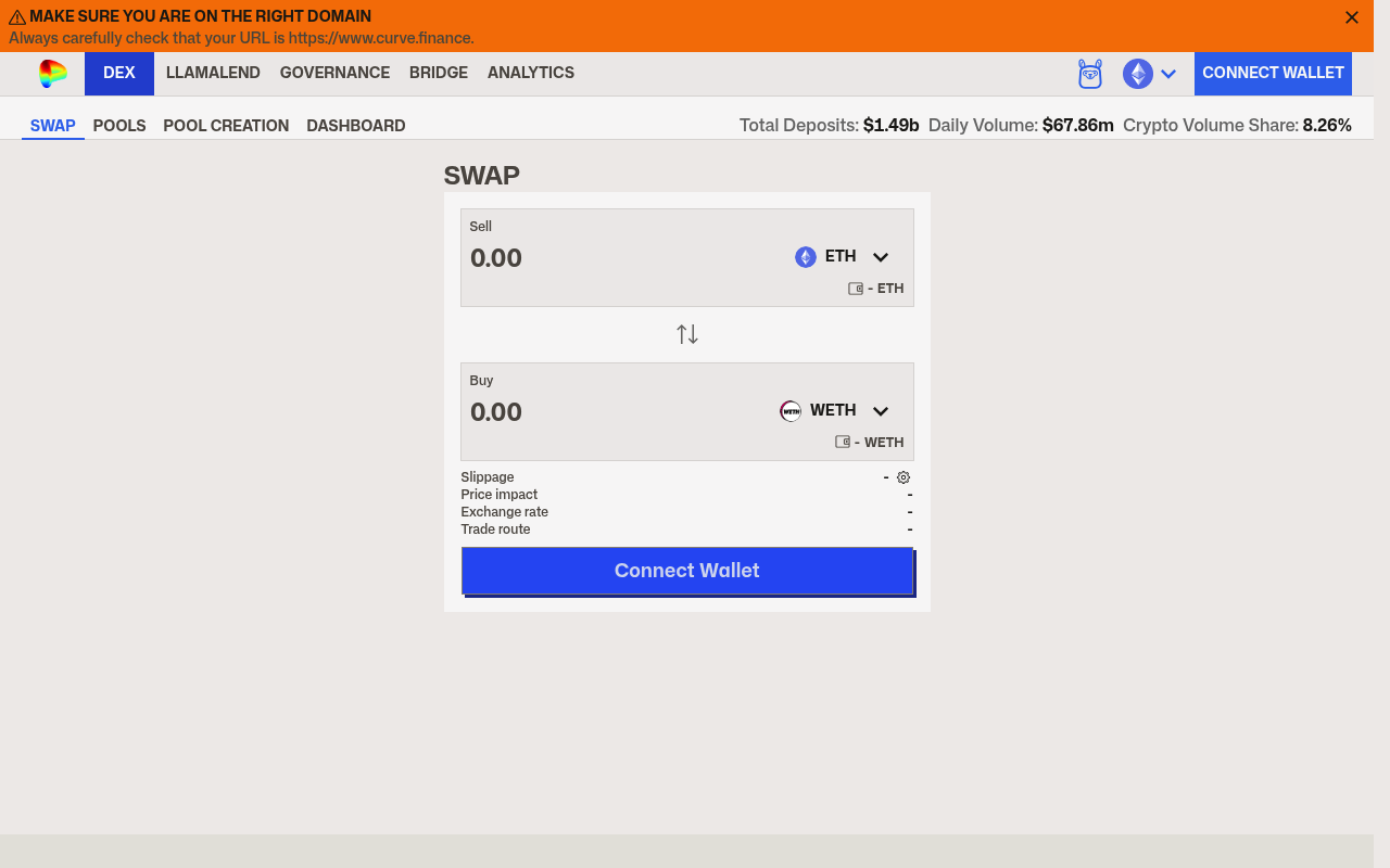Curve Finance website screenshot