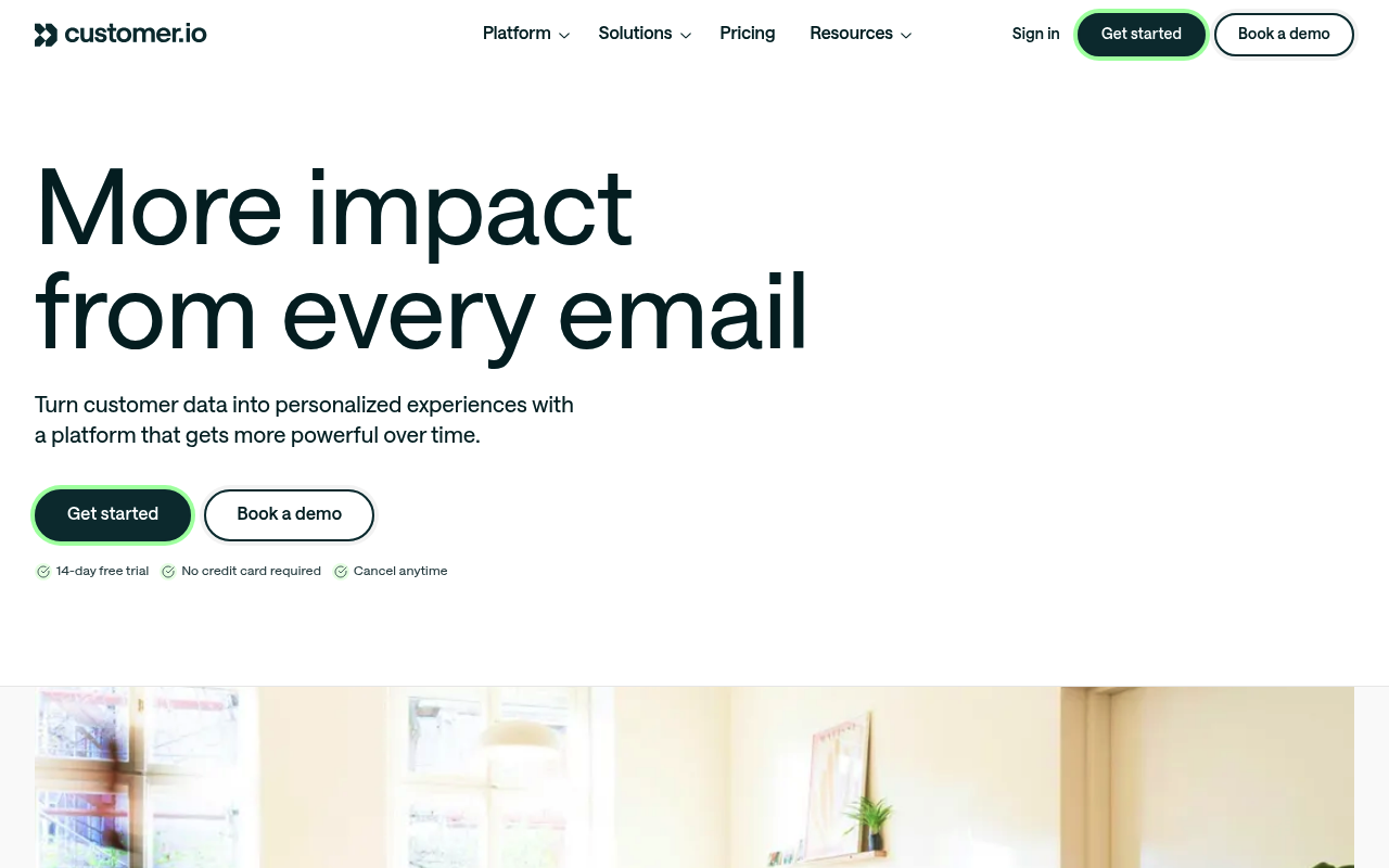 Customer.io website screenshot