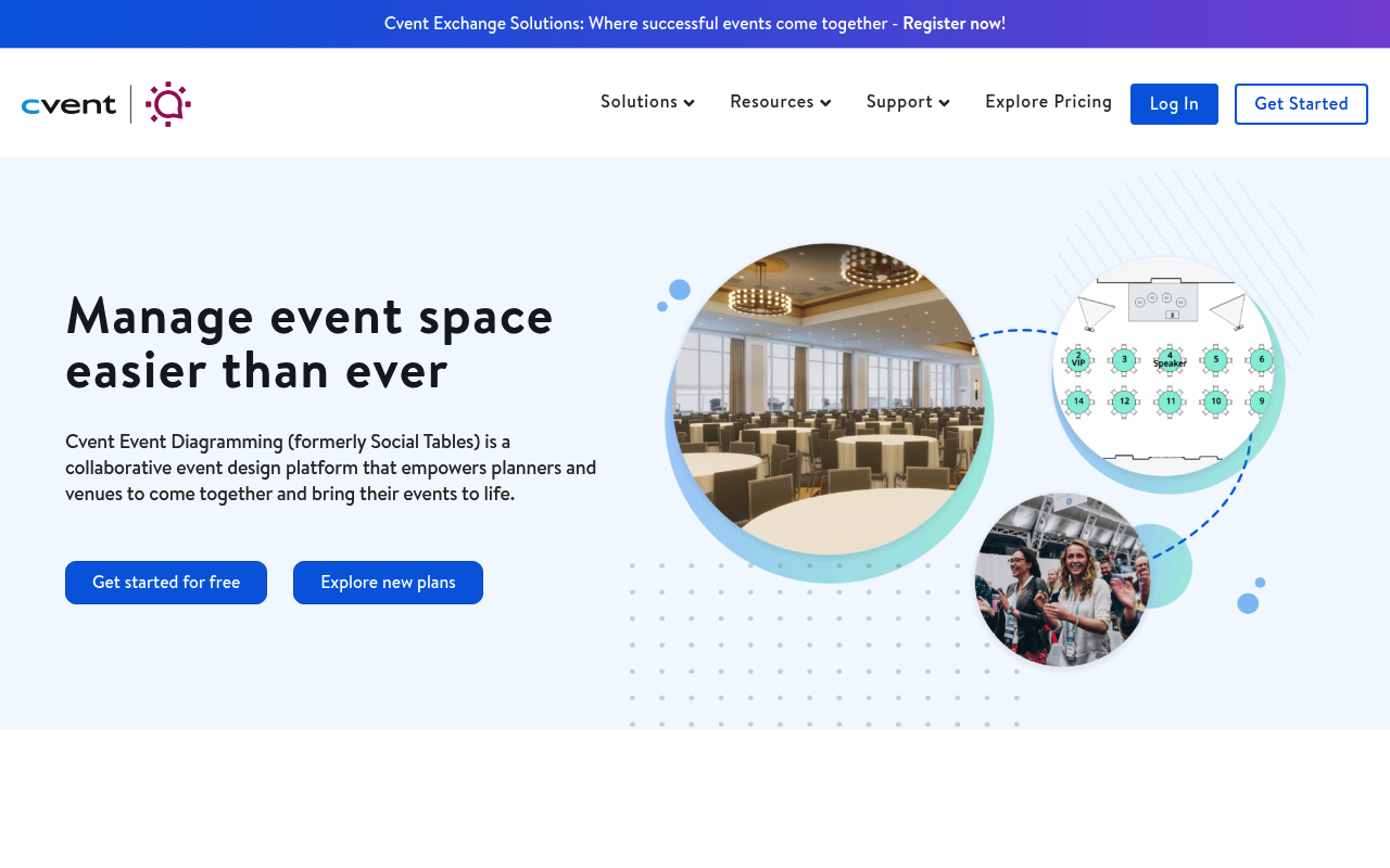 Cvent Social Tables website screenshot