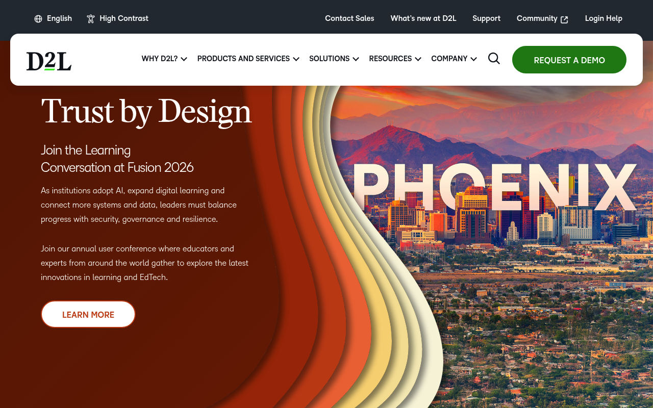 D2L Brightspace website screenshot
