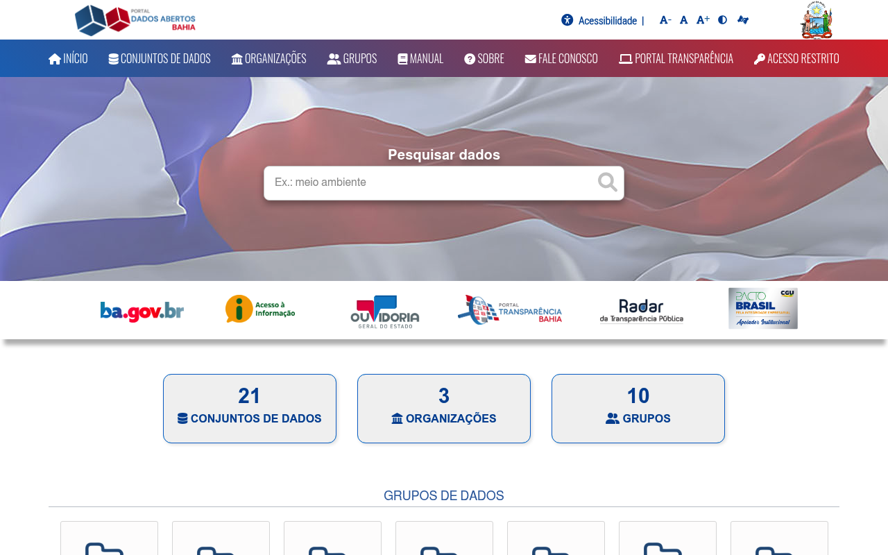 Bahia Open Data website screenshot