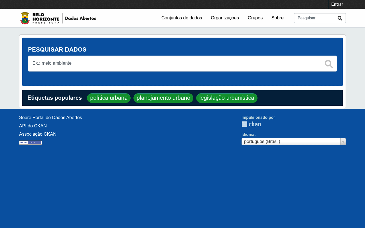 Portal de Dados Abertos – Prefeitura de Belo Horizonte website screenshot