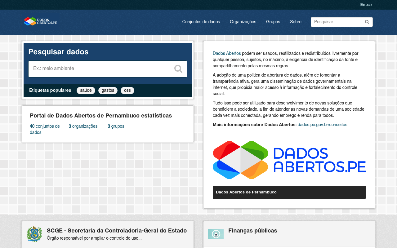 Pernambuco Open Data website screenshot