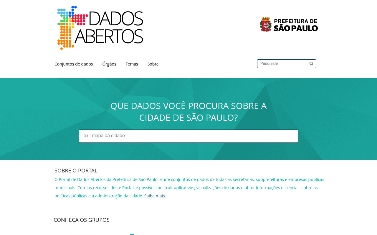 Portal de Dados Abertos da Cidade de São Paulo website screenshot