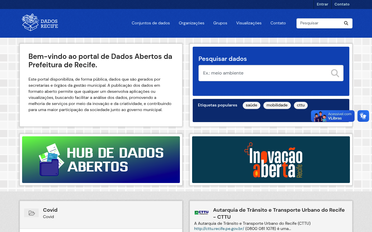 Recife City Open Data website screenshot