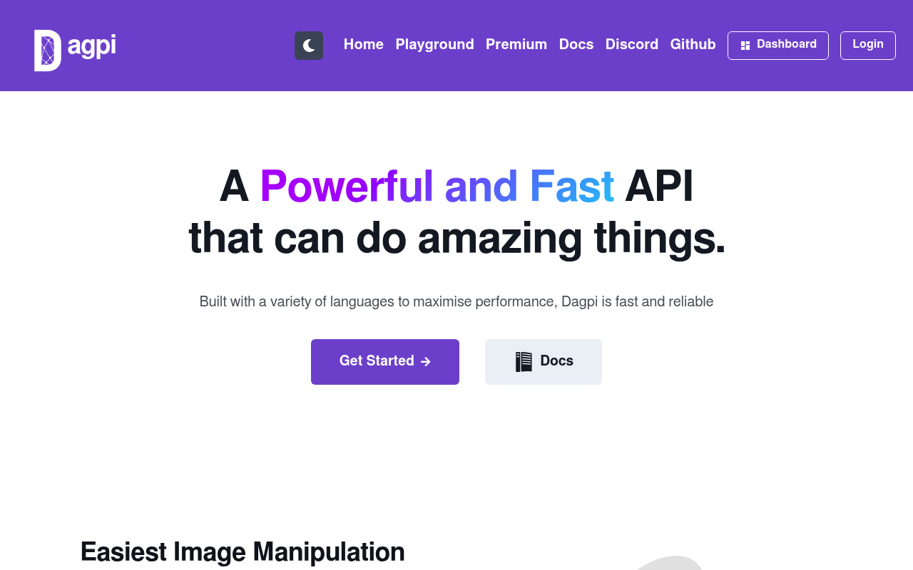 Dagpi website screenshot
