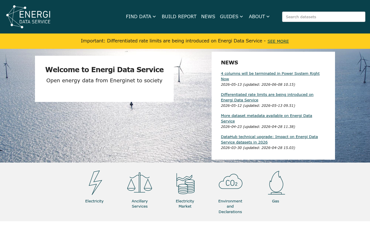 Danish data service Energi website screenshot