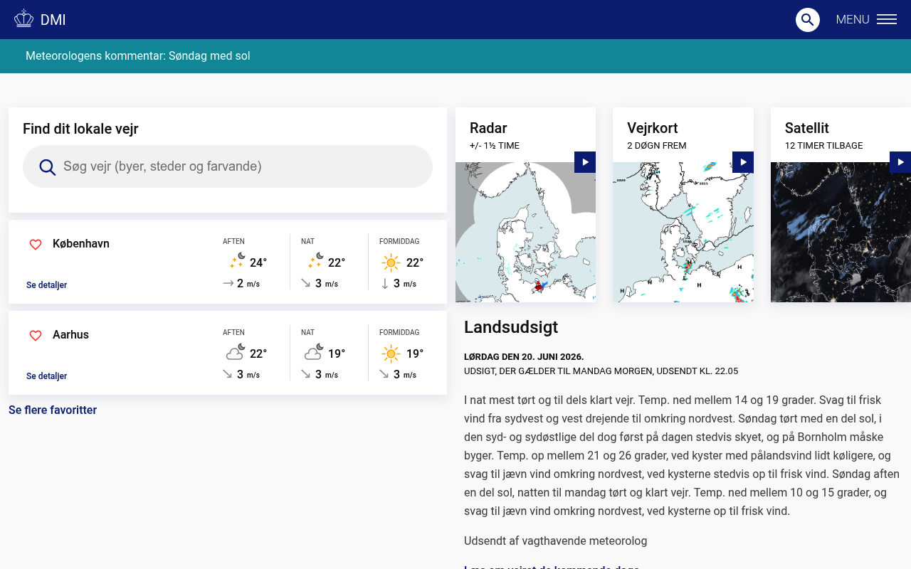 Danish Meteorological Institutes website screenshot