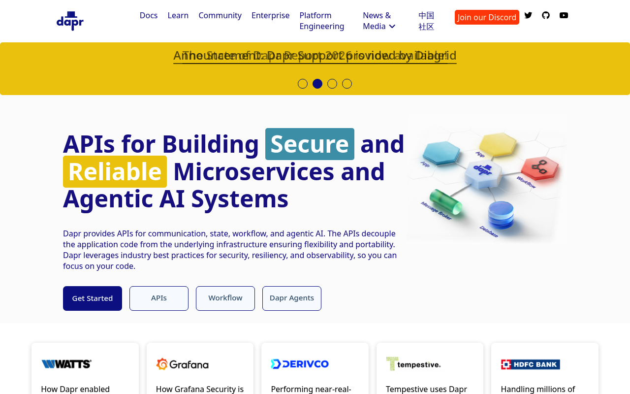 Dapr website screenshot