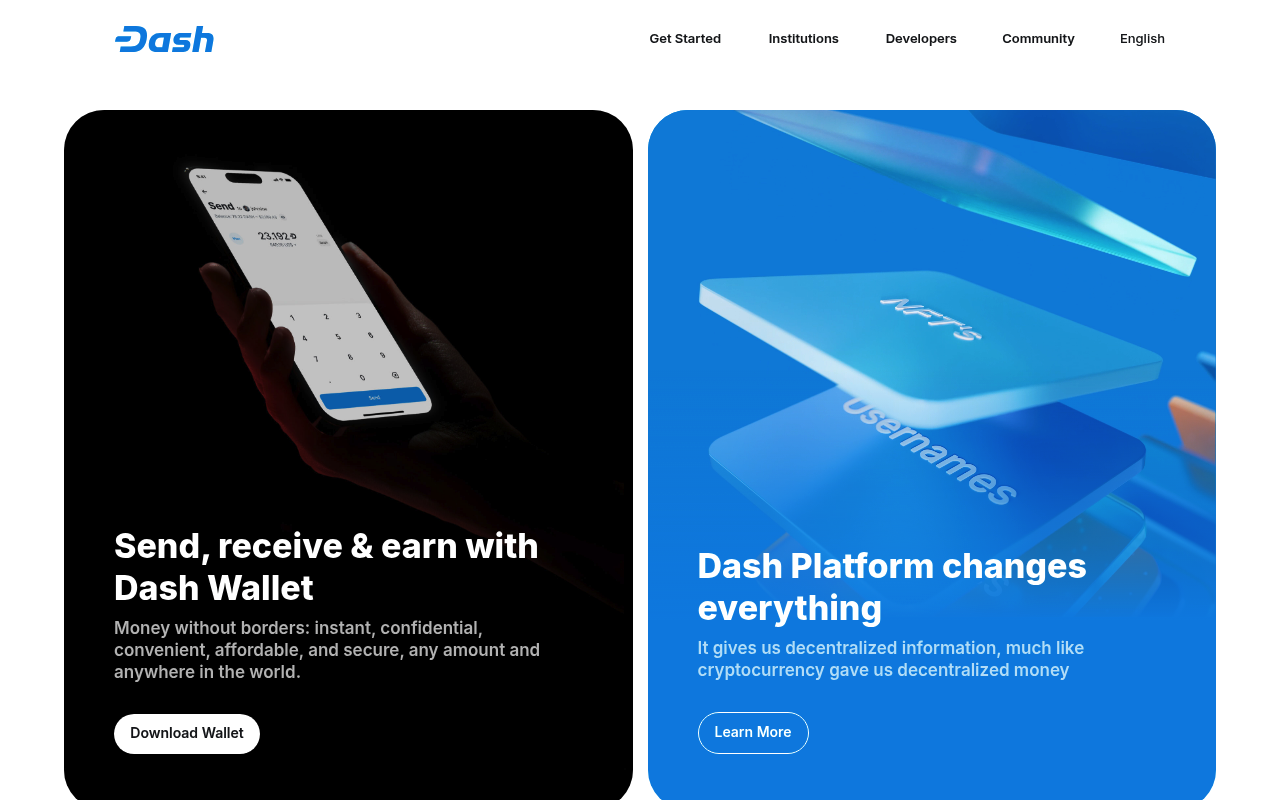 Dash website screenshot